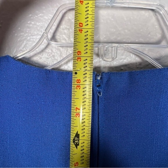 Vintage Warren Petites Sz 2P Cocktail Dress Formal Royal Blue Lattice Sleeves - Picture 9 of 12